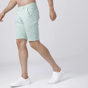 Men Sea Green Printed Slim Fit Shorts